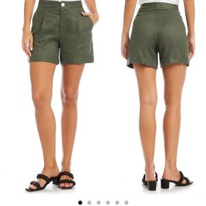 Karen Kane High Waist Cuff Linen Shorts